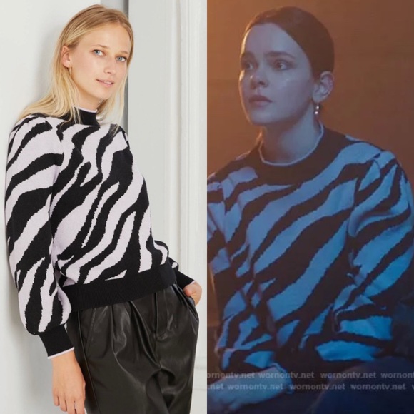 ⏰ Who What Wear x Target Zebra Stripe Crewneck Sweater in Black & Orchid NWT - Picture 1 of 9
